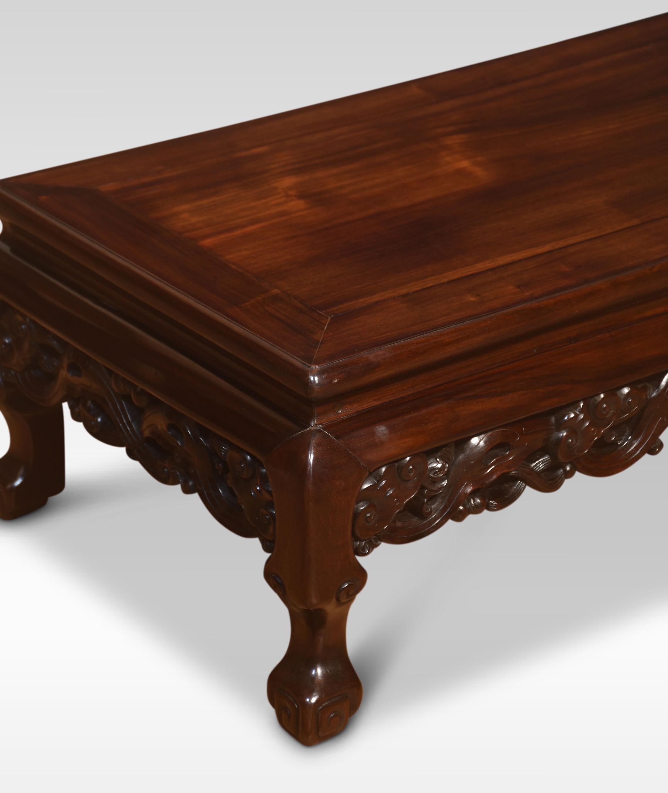 Wood Pair of Chinese hardwood low coffee tables For Sale
