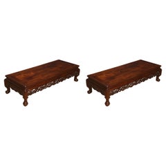 Pair of Chinese hardwood low coffee tables