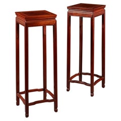 Pair of Chinese Hardwood Pedestal Tables