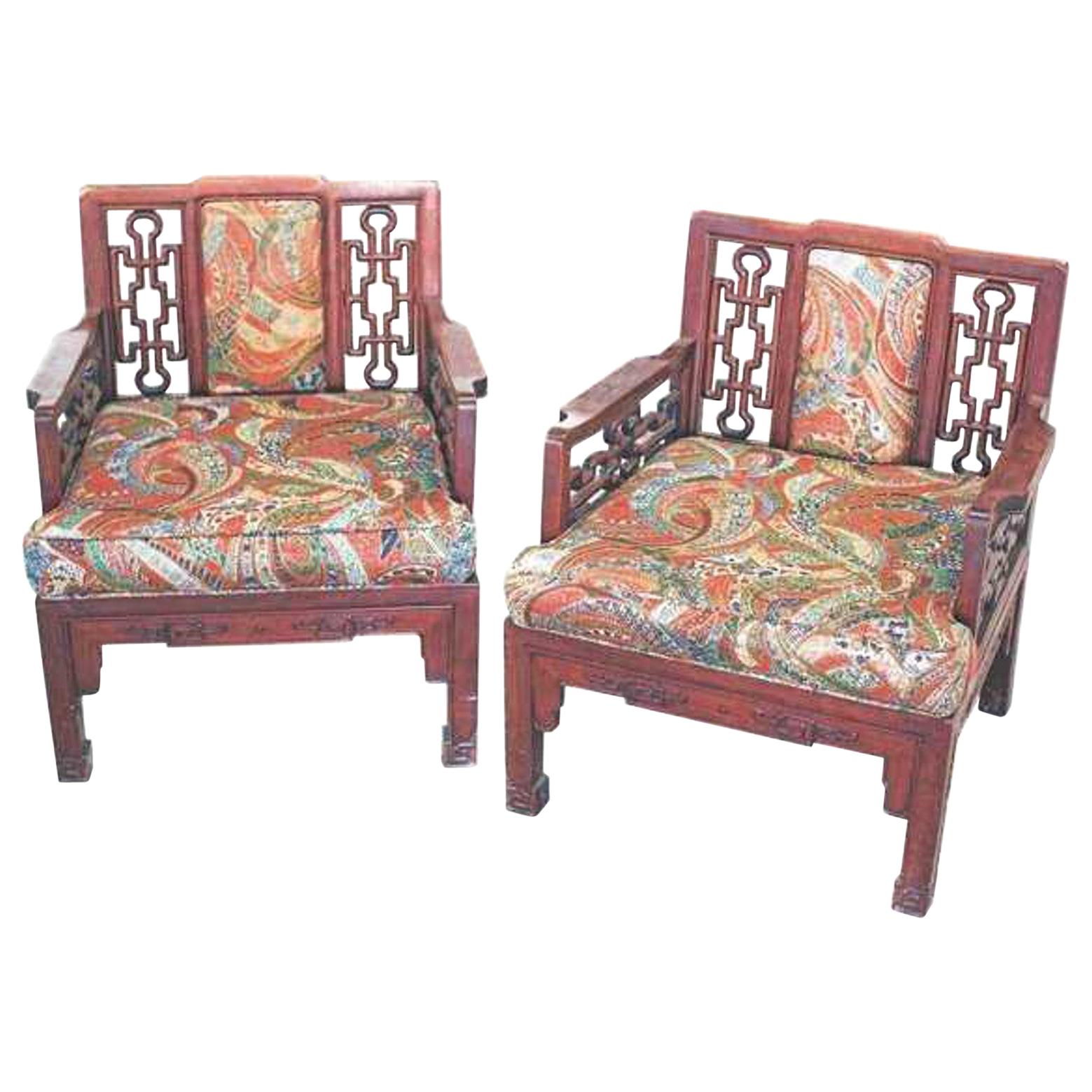 Pair of Chinese Hong-Mu Armchairs