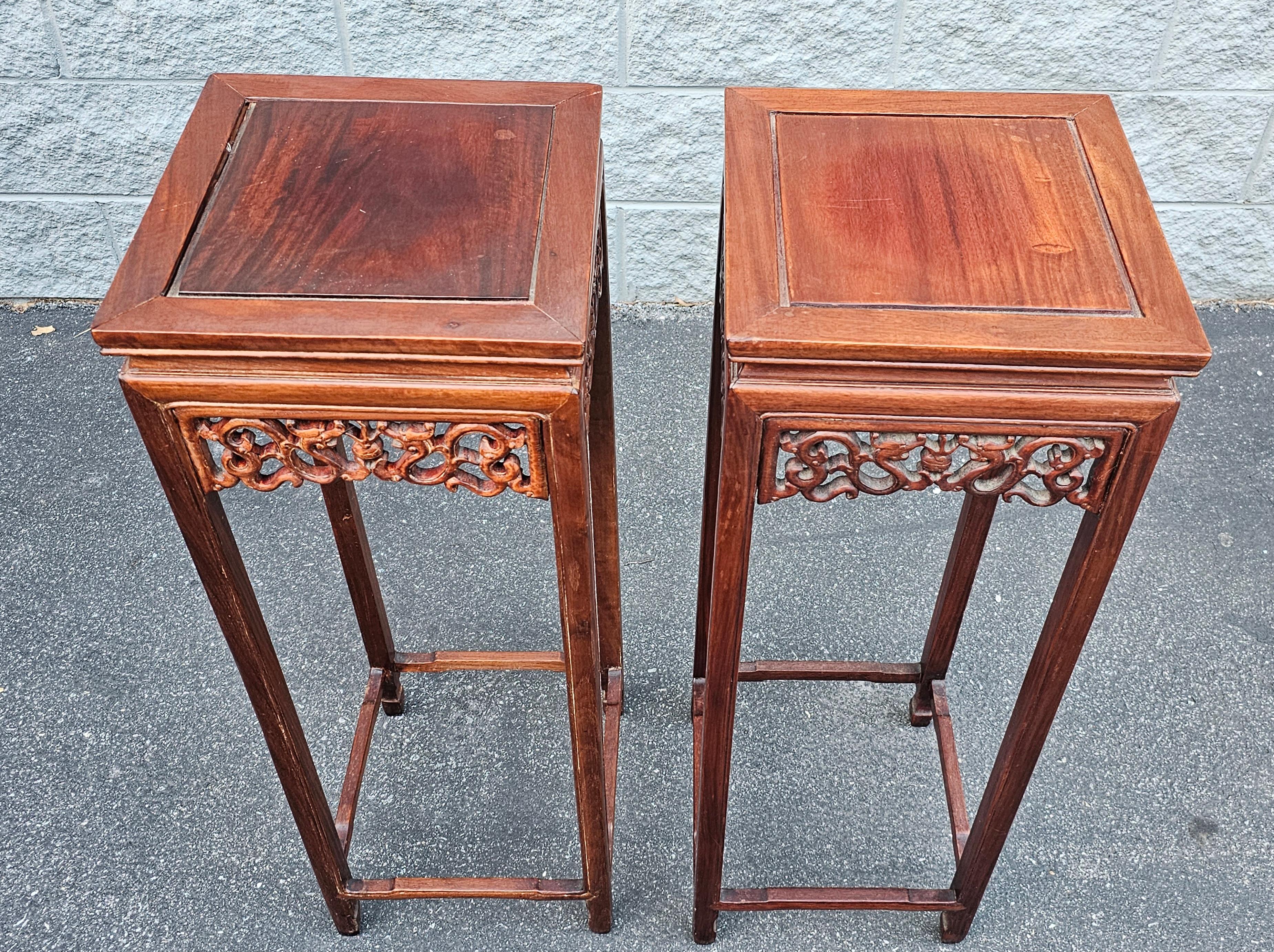 Pair of Chinese Hongmu Stands Pedestals / Plant Stands For Sale 2