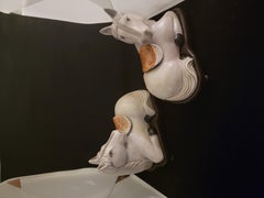 Pair of Chinese Horses with Removeable Saddle Covers, on Stands