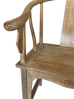 Pair Of Chinese Horseshoe Armchairs In Pickled Elm