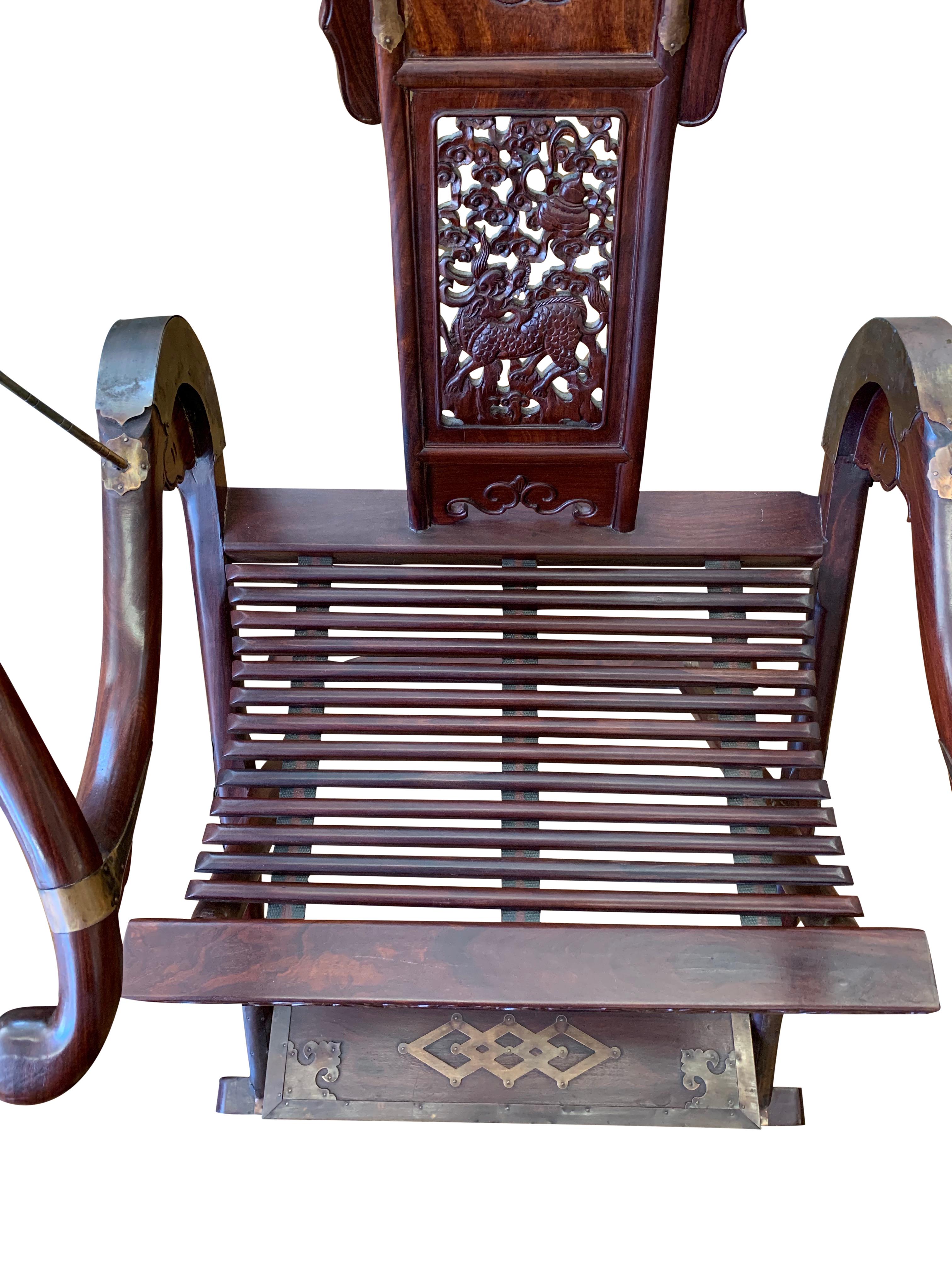 Pair of Chinese Rosewood Horseshoe Folding Chairs 8