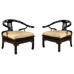 Pair of Chinese Horseshoe Shaped Chairs in the Style of James Mont