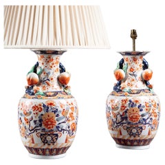 Pair of Chinese Imari Vases After Samson Now Mounted as Lamps