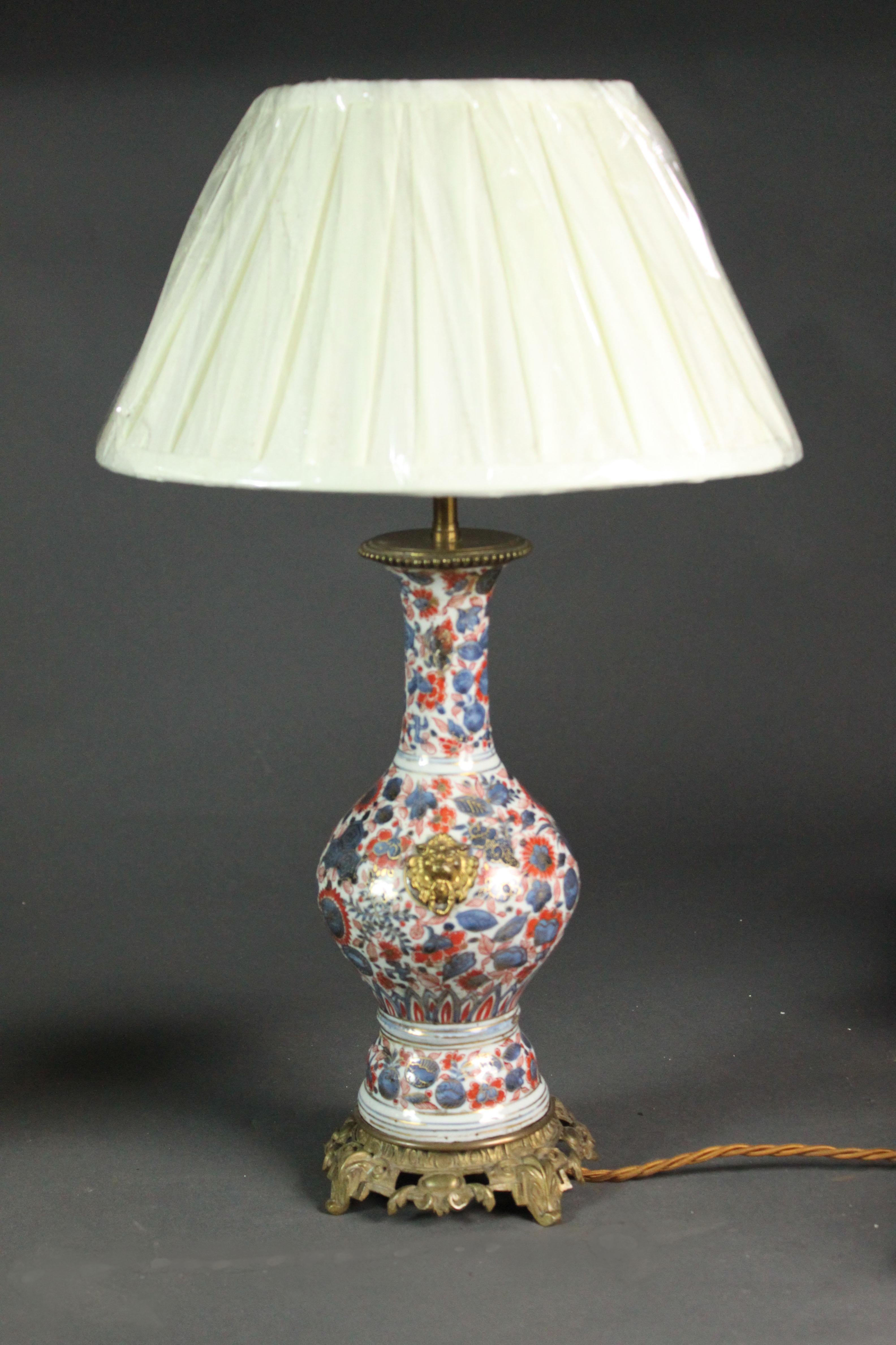 Porcelain Pair of Chinese Imari Vases Converted into Lamps