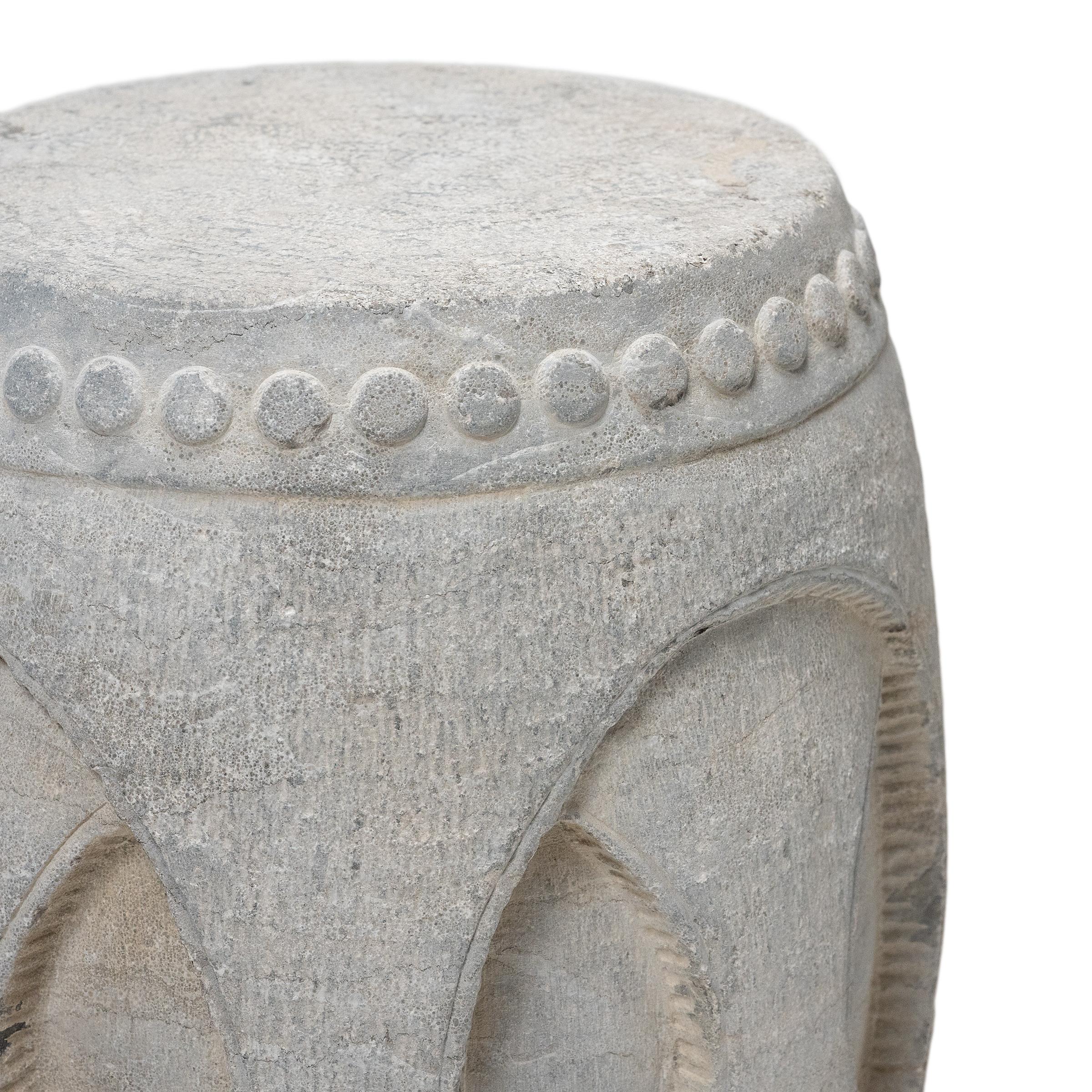 Paar chinesische ineinandergreifende Trommeltische aus Stein (Chinesisch)
