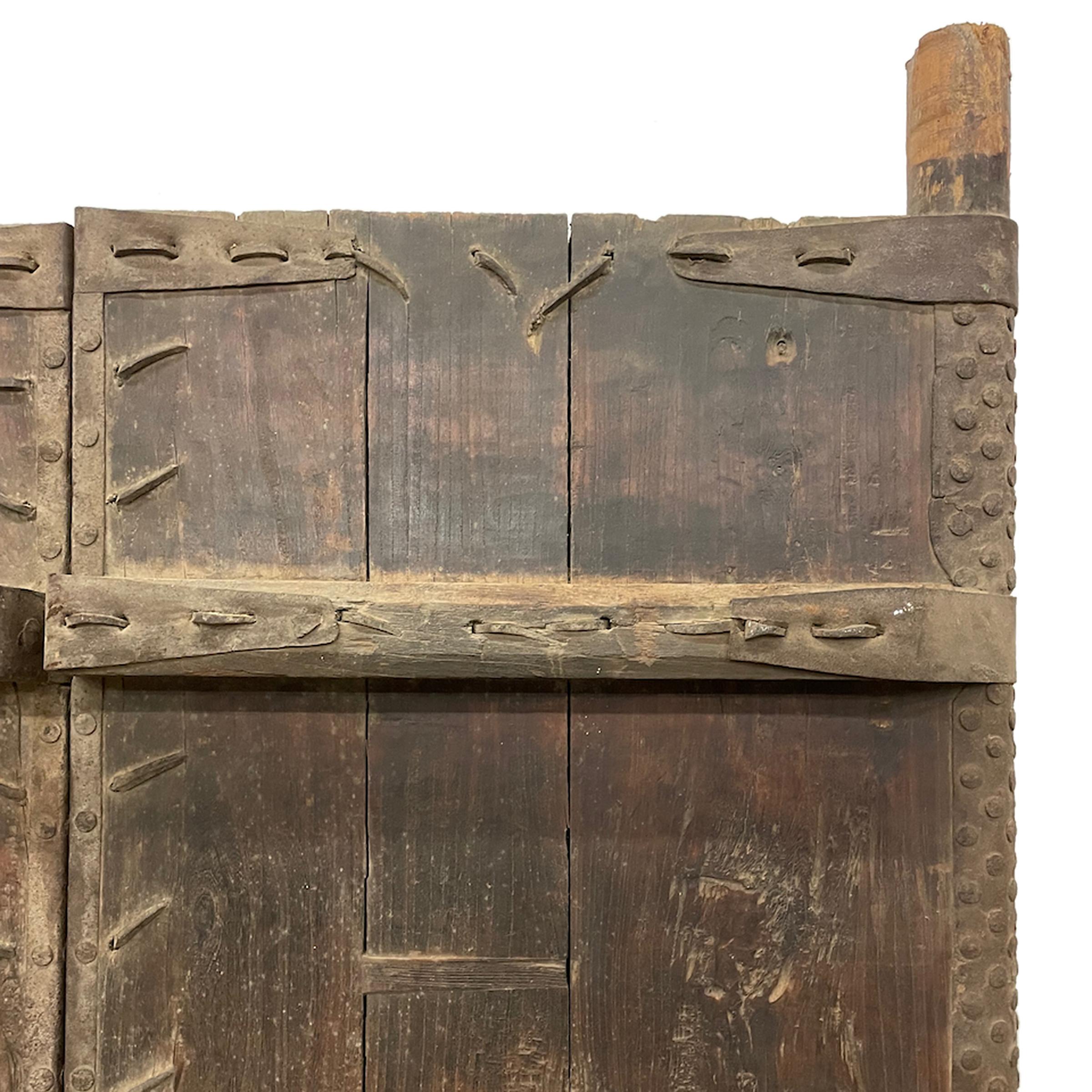 Qing Pair of Chinese Iron Bound Courtyard Doors, c. 1900 For Sale