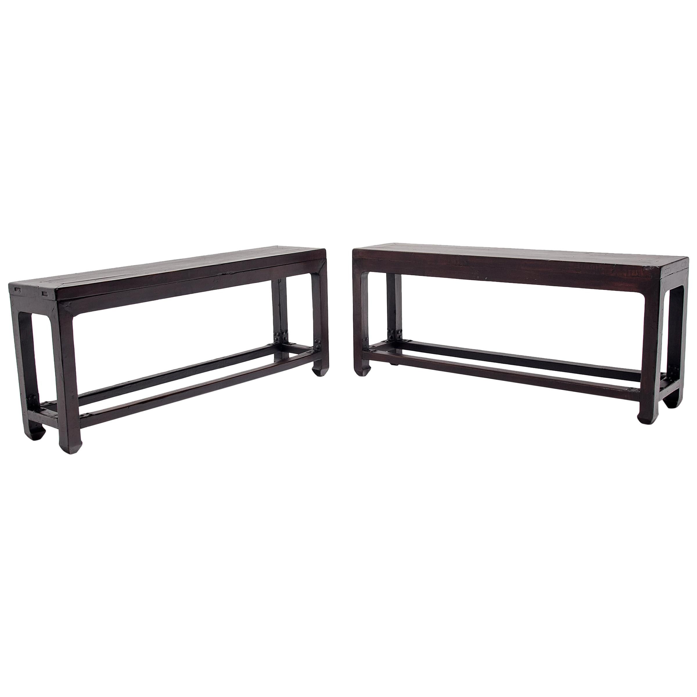 Pair of Chinese Iron Clad Benches, circa 1900