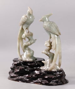 coppia di uccelli cinesi in giada