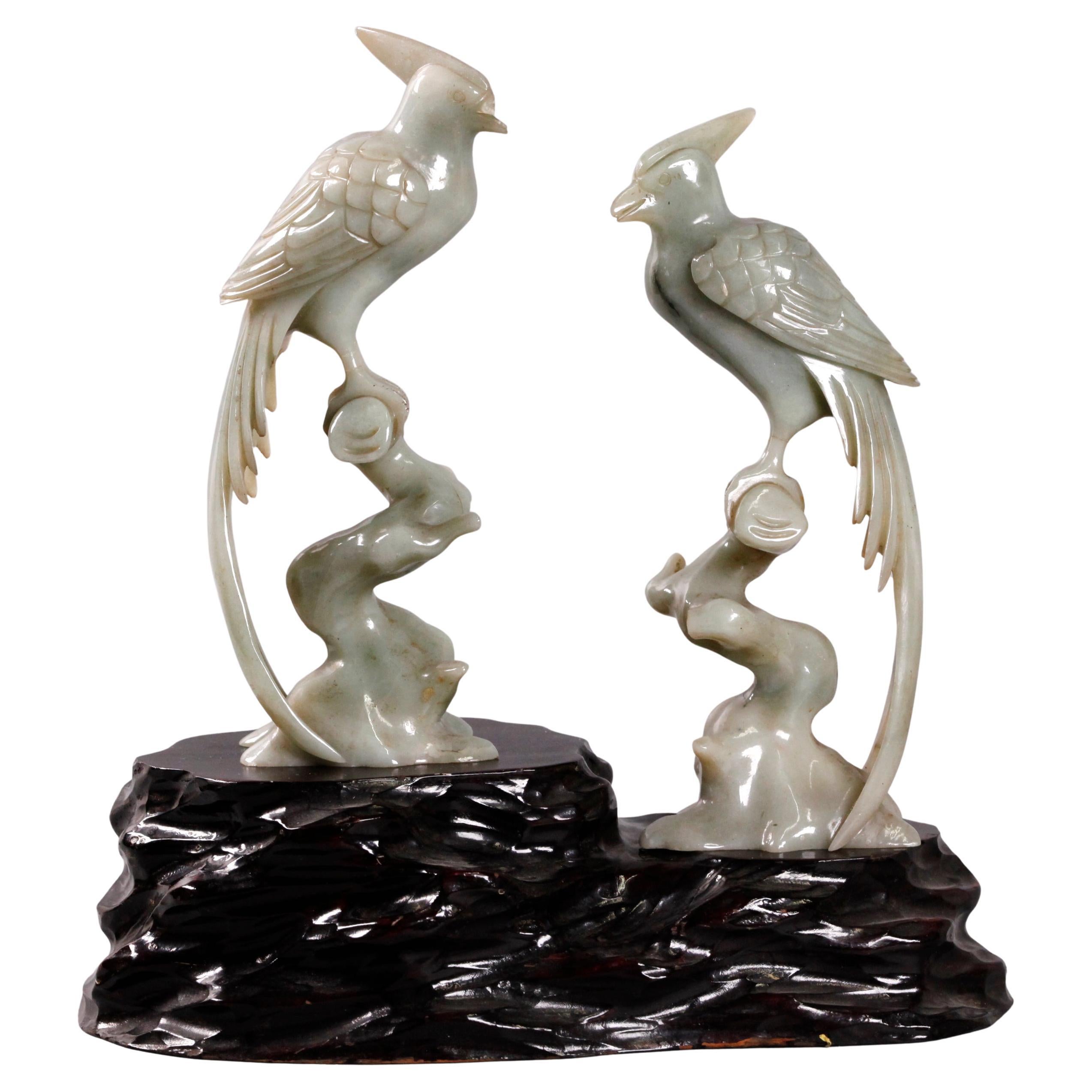 pair of Chinese jade birds