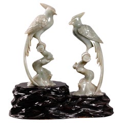 pair of Chinese jade birds