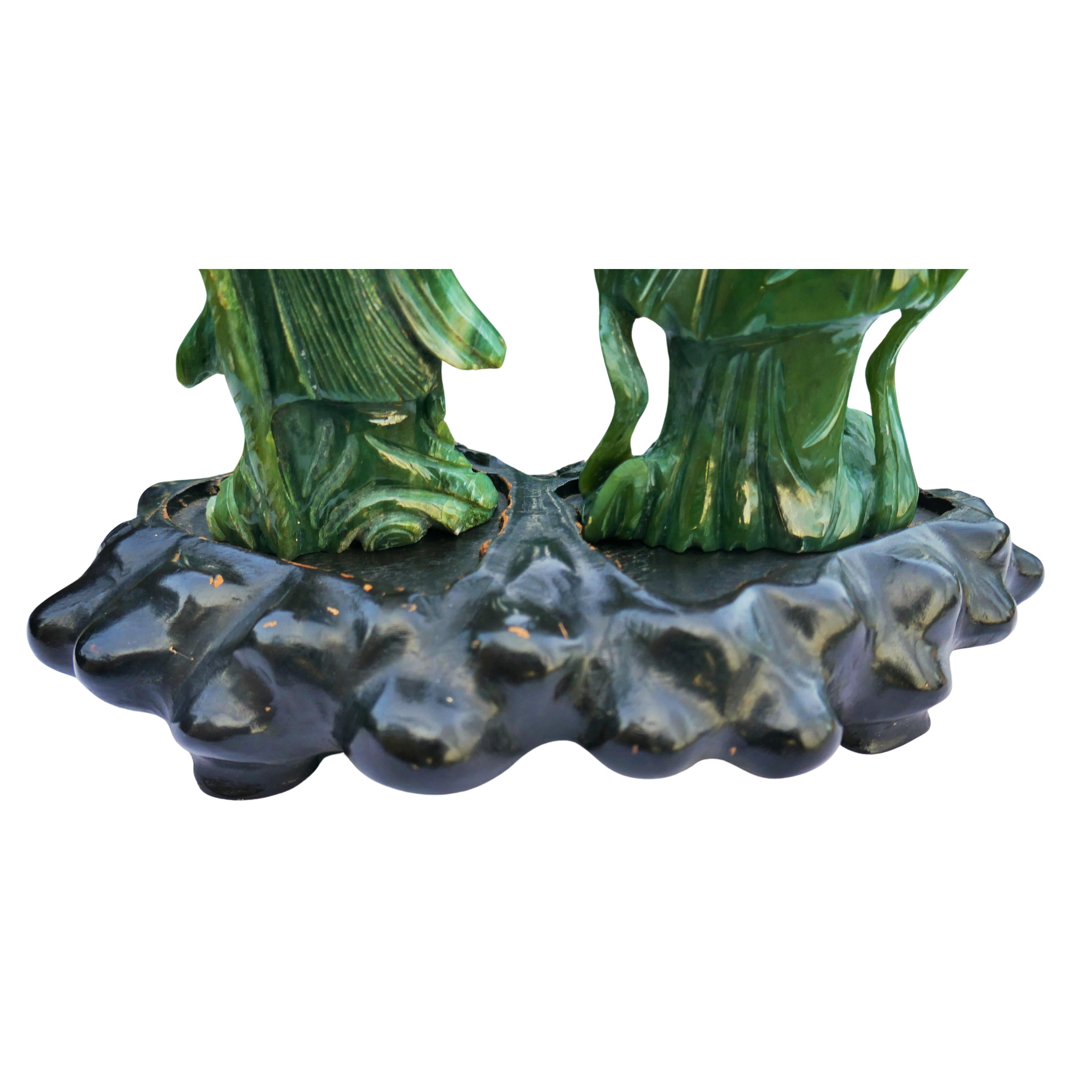 Pair of Chinese jade figures - shoulao For Sale 3
