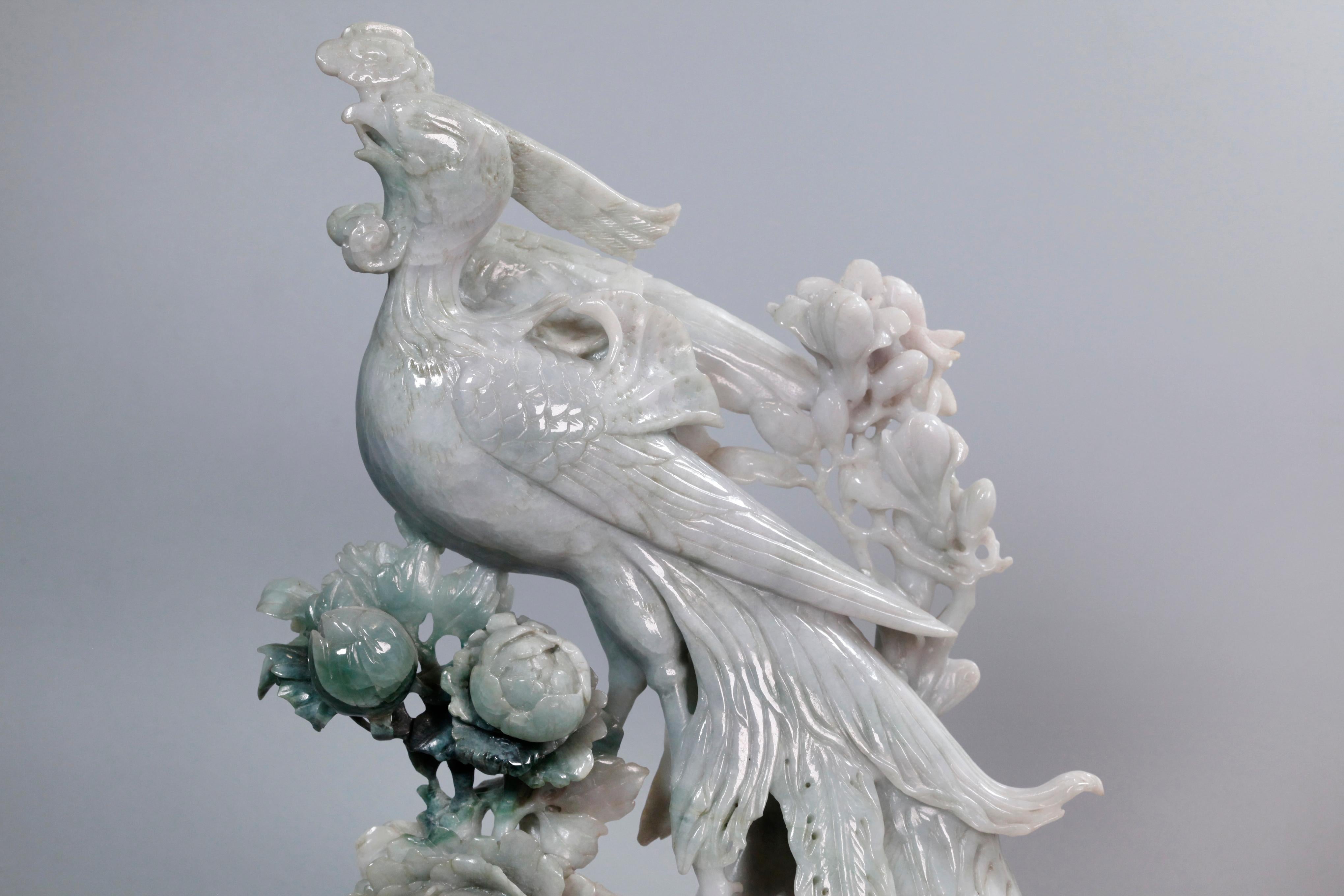 20th Century Pair of Chinese Jade Phoenixes For Sale