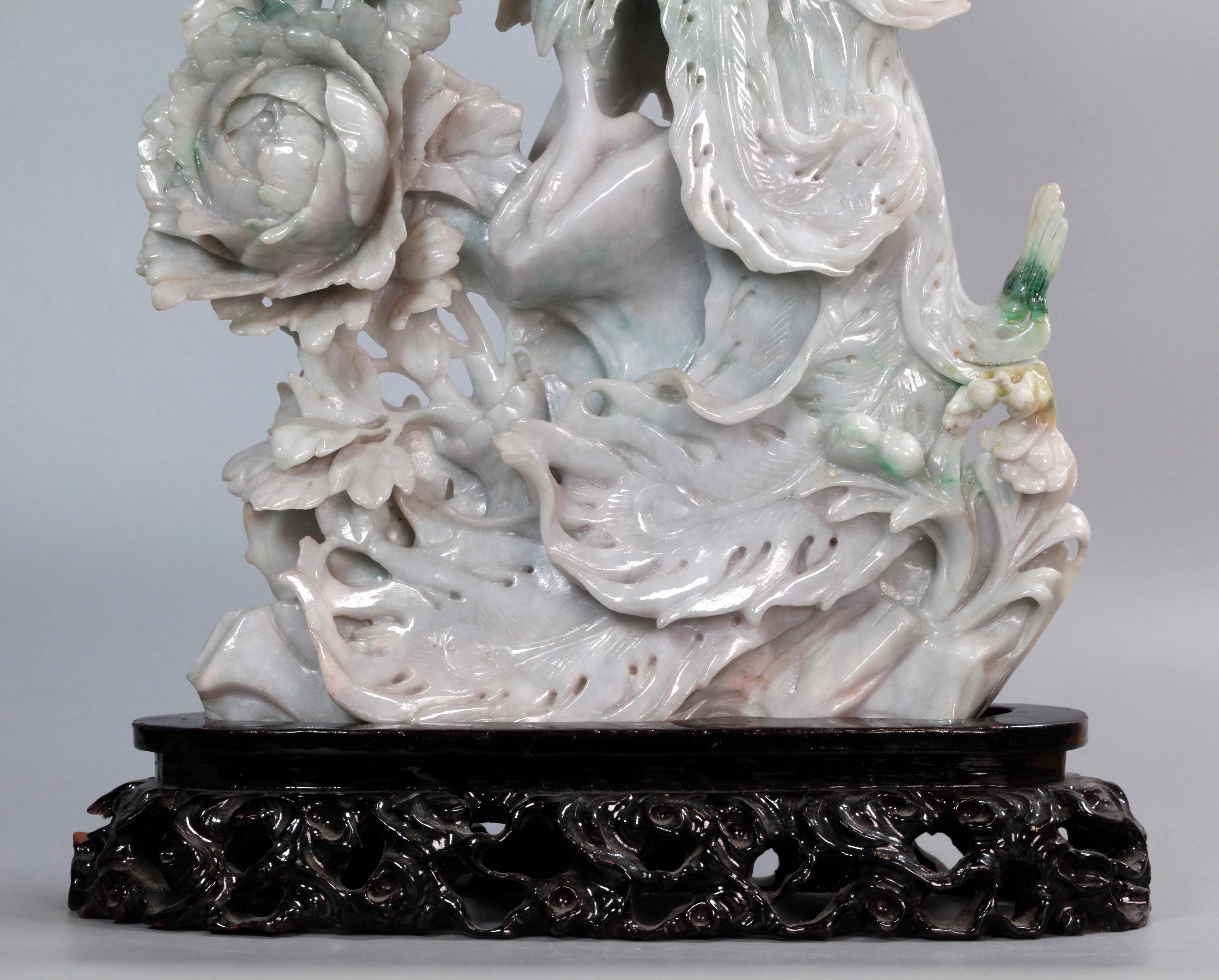 Pair of Chinese Jade Phoenixes For Sale 1