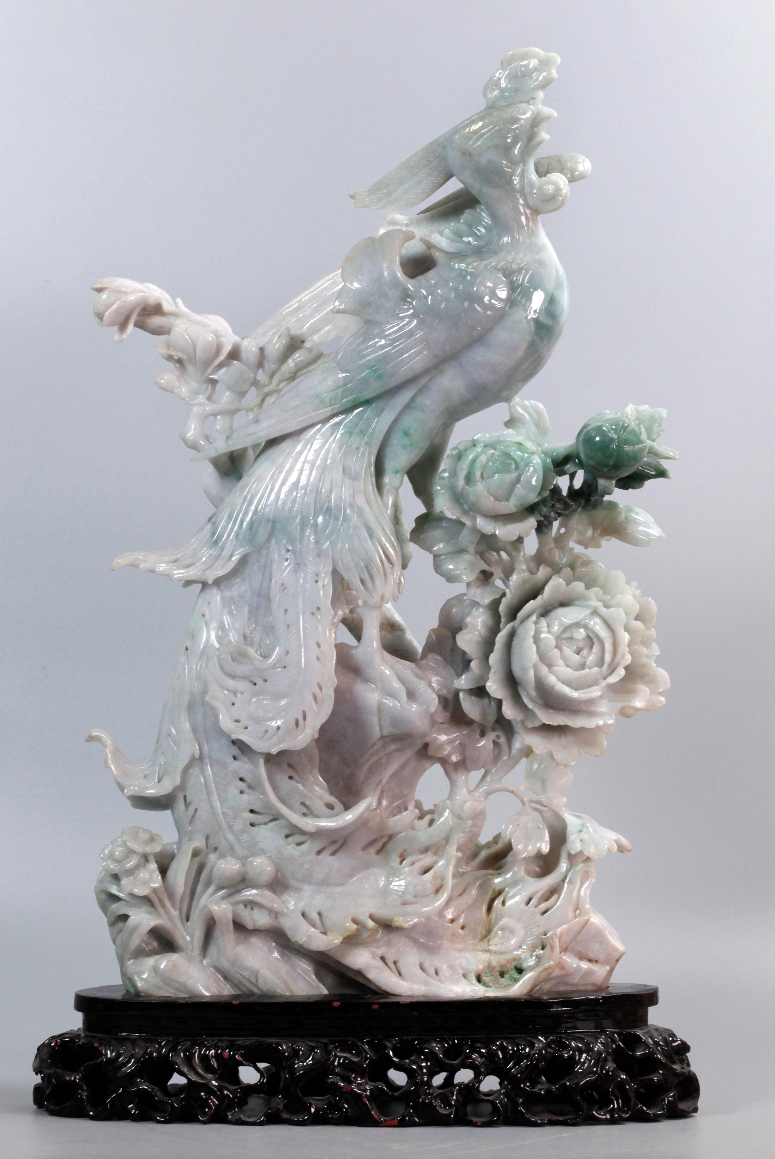 Pair of Chinese Jade Phoenixes For Sale 3