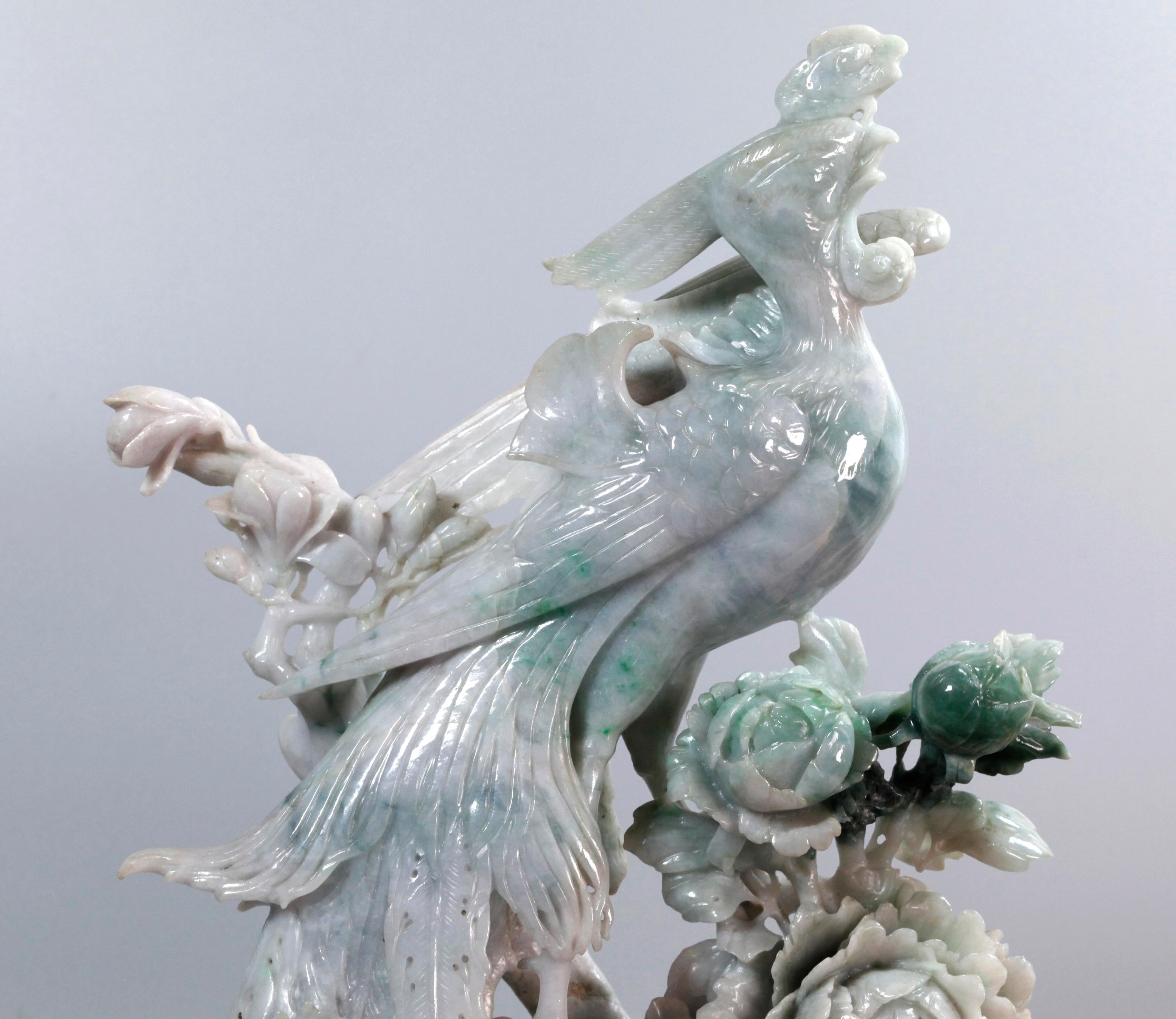 Pair of Chinese Jade Phoenixes For Sale 4