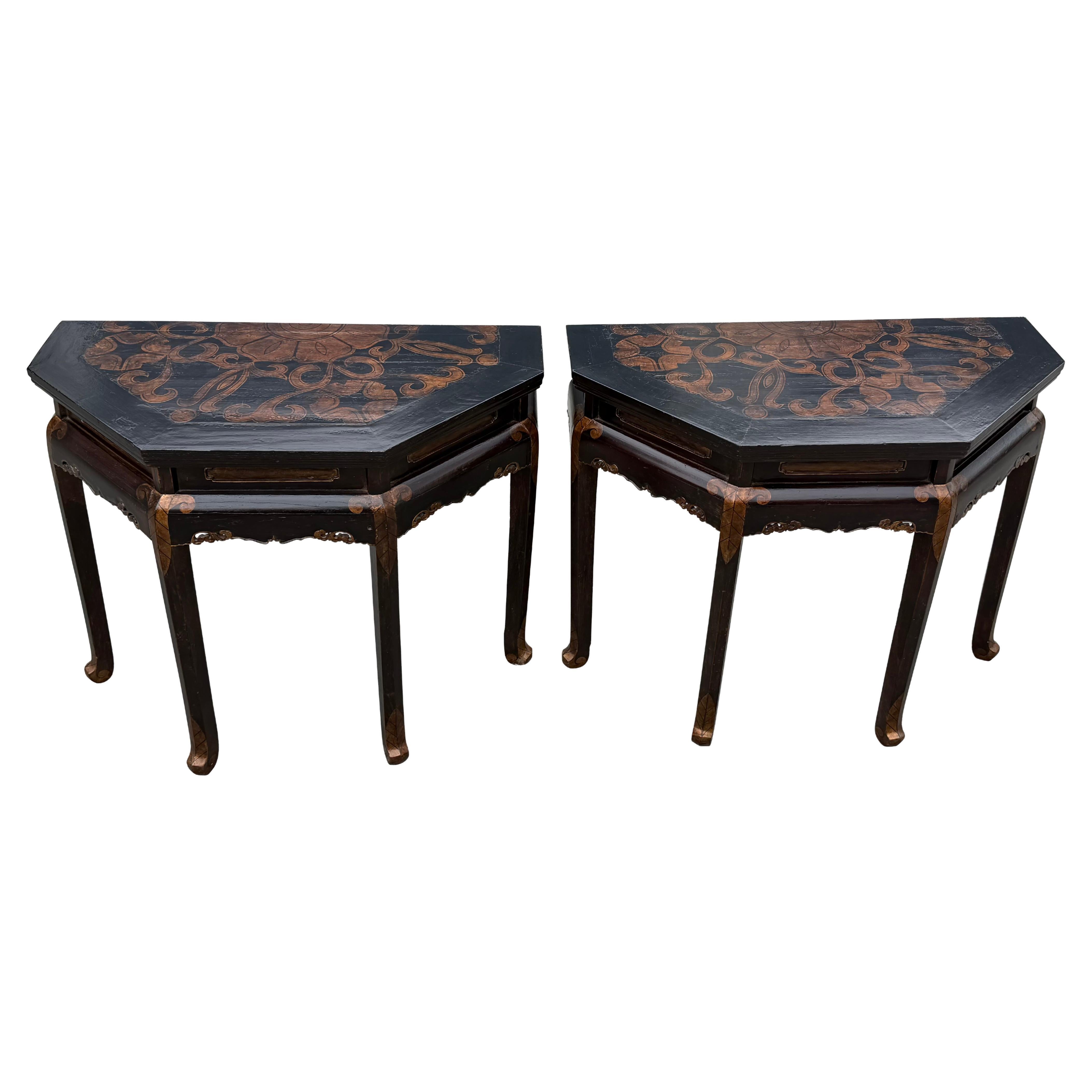 Pair of Chinese Lacquer Console Tables