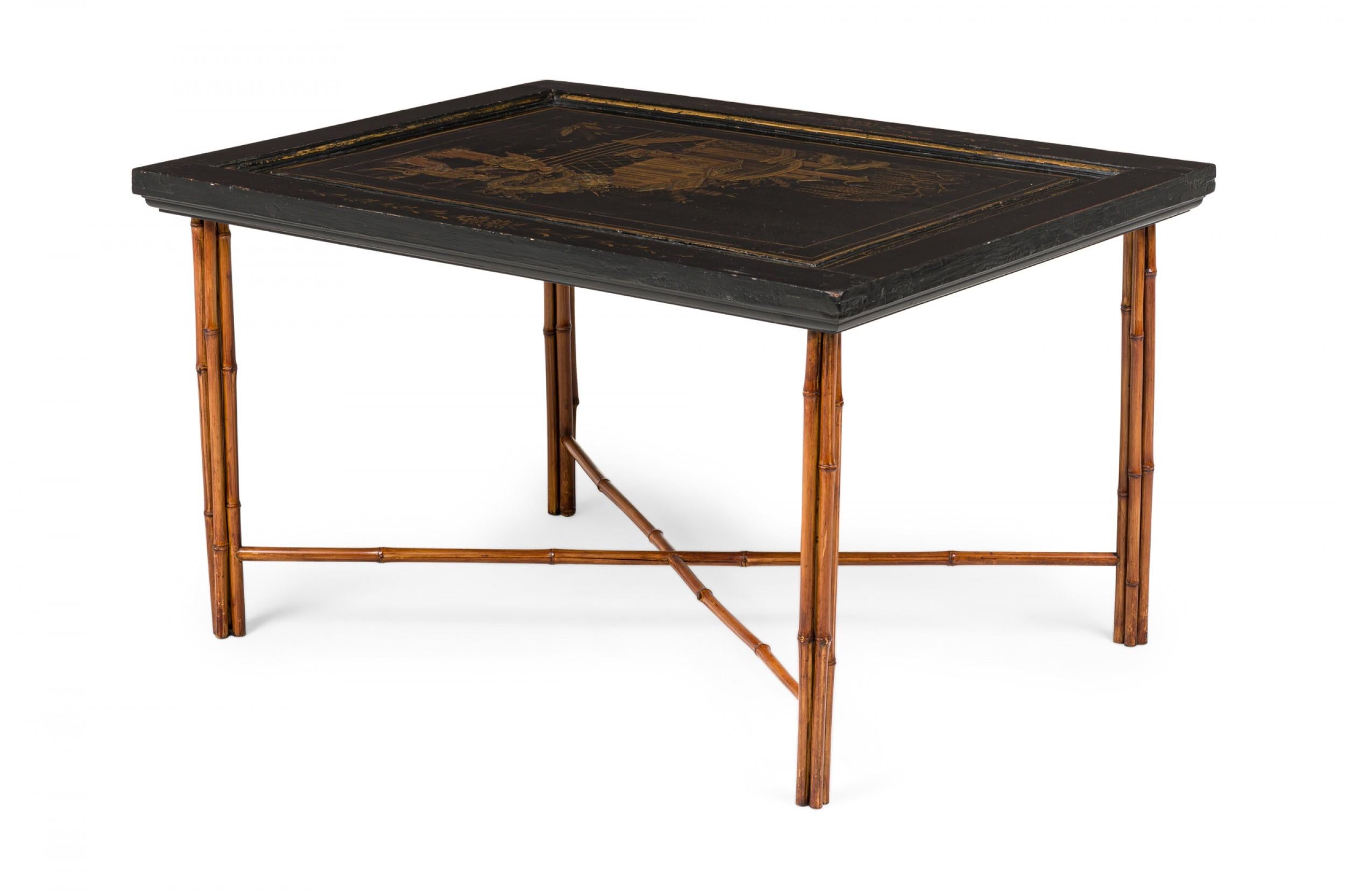 Pair of Chinese Lacquered Panel Coffee Tables In Good Condition For Sale In New York, NY