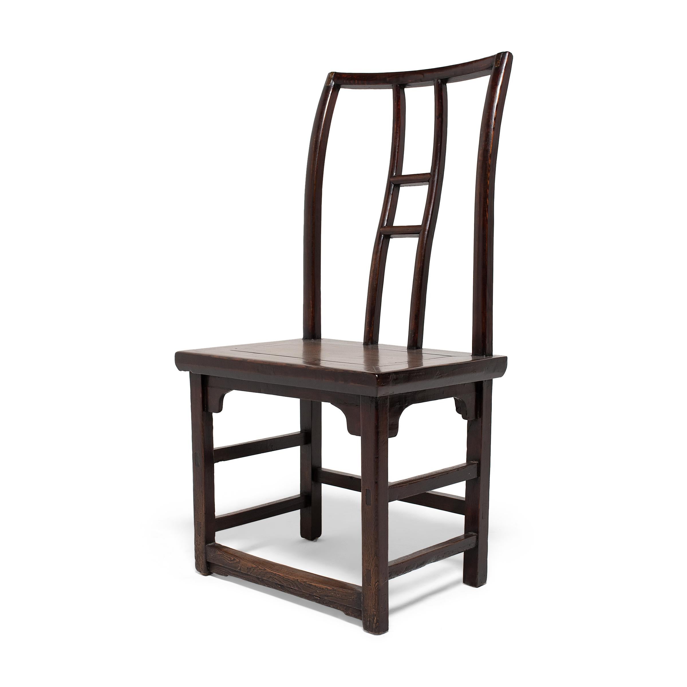 Pair of Chinese Lacquered Tall Back Chairs, c. 1850 In Good Condition For Sale In Chicago, IL
