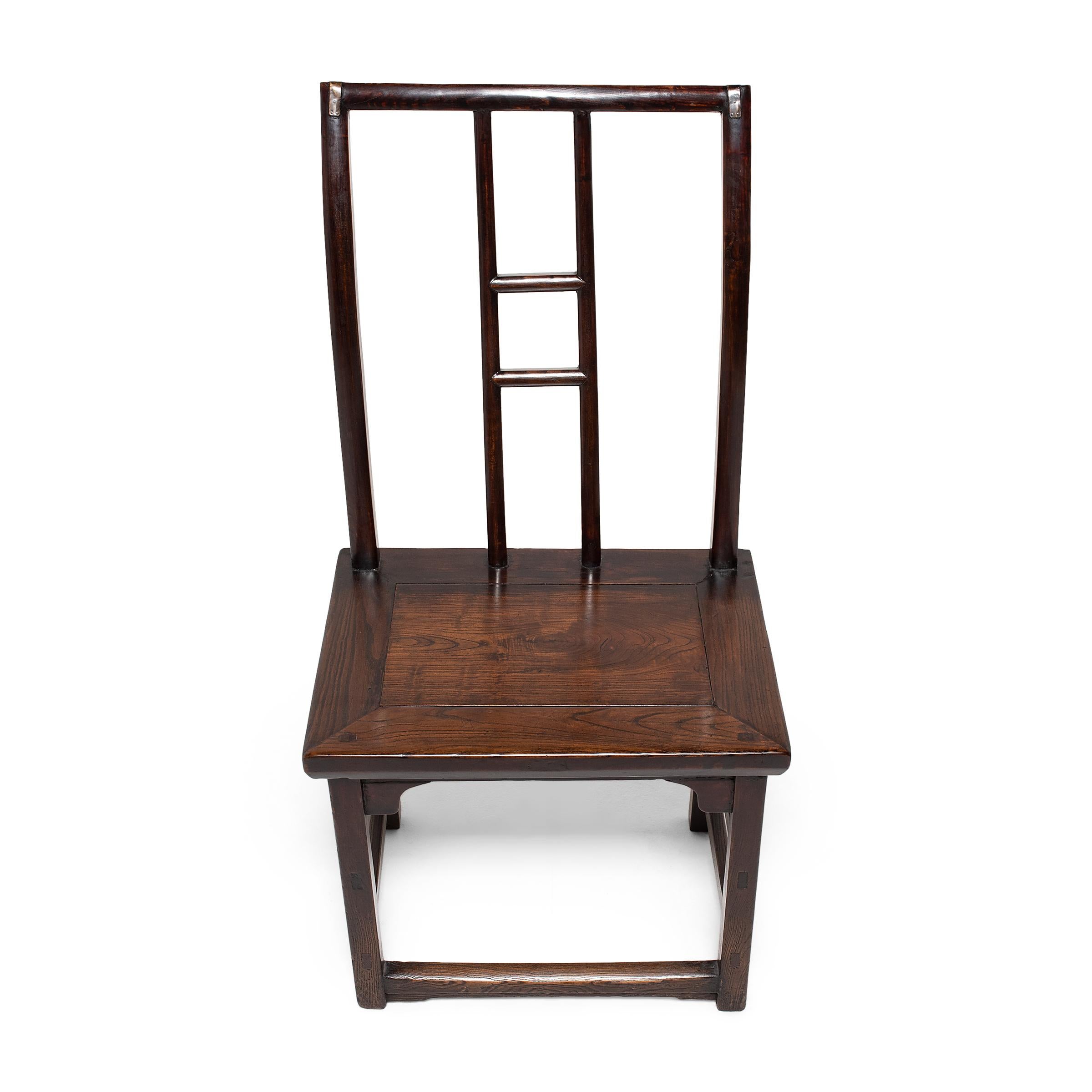 19th Century Pair of Chinese Lacquered Tall Back Chairs, c. 1850 For Sale