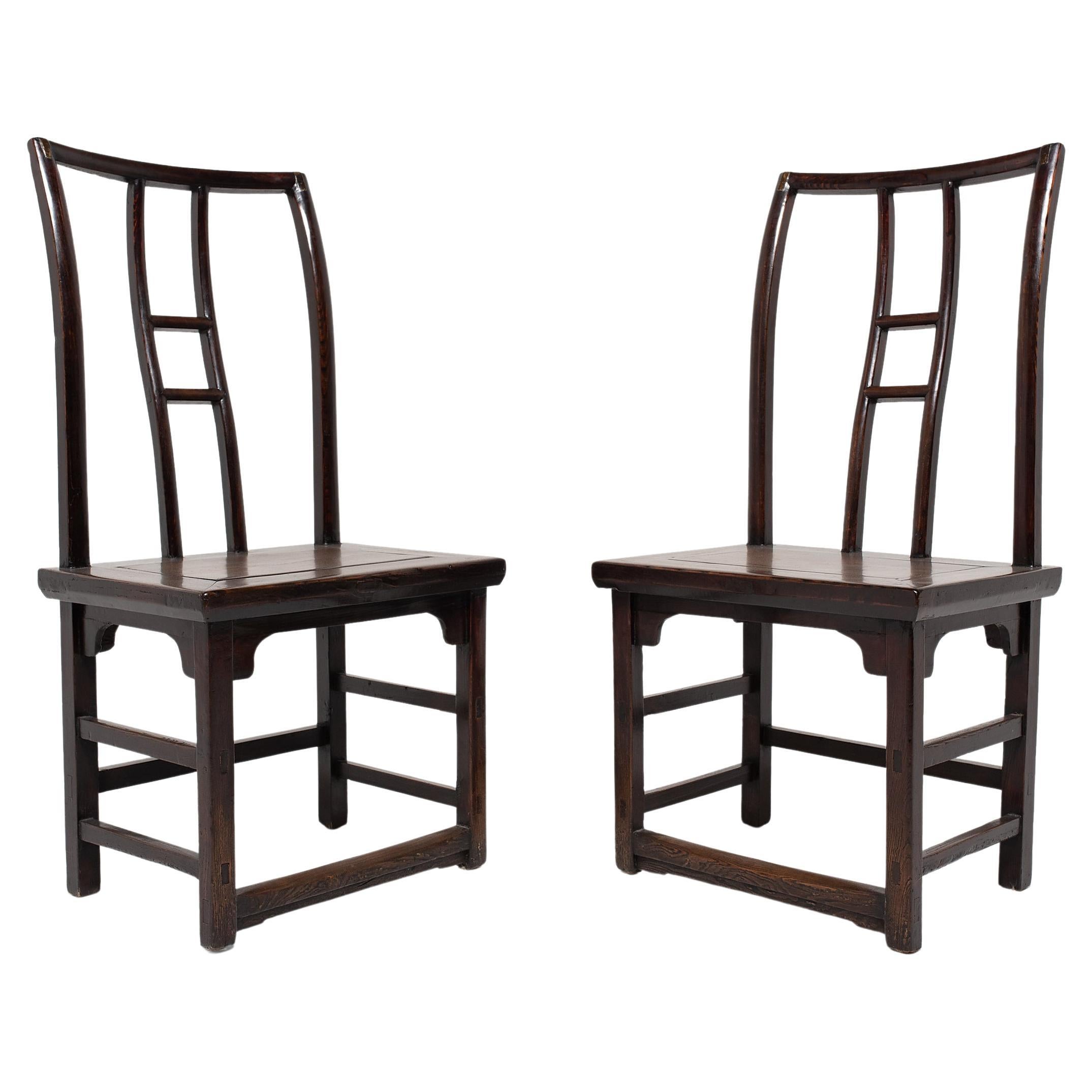 Pair of Chinese Lacquered Tall Back Chairs, c. 1850