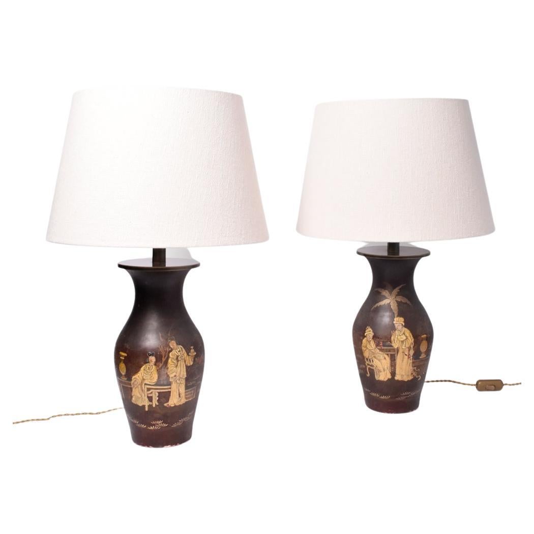 Pair of chinese lamps, 19th c. For Sale