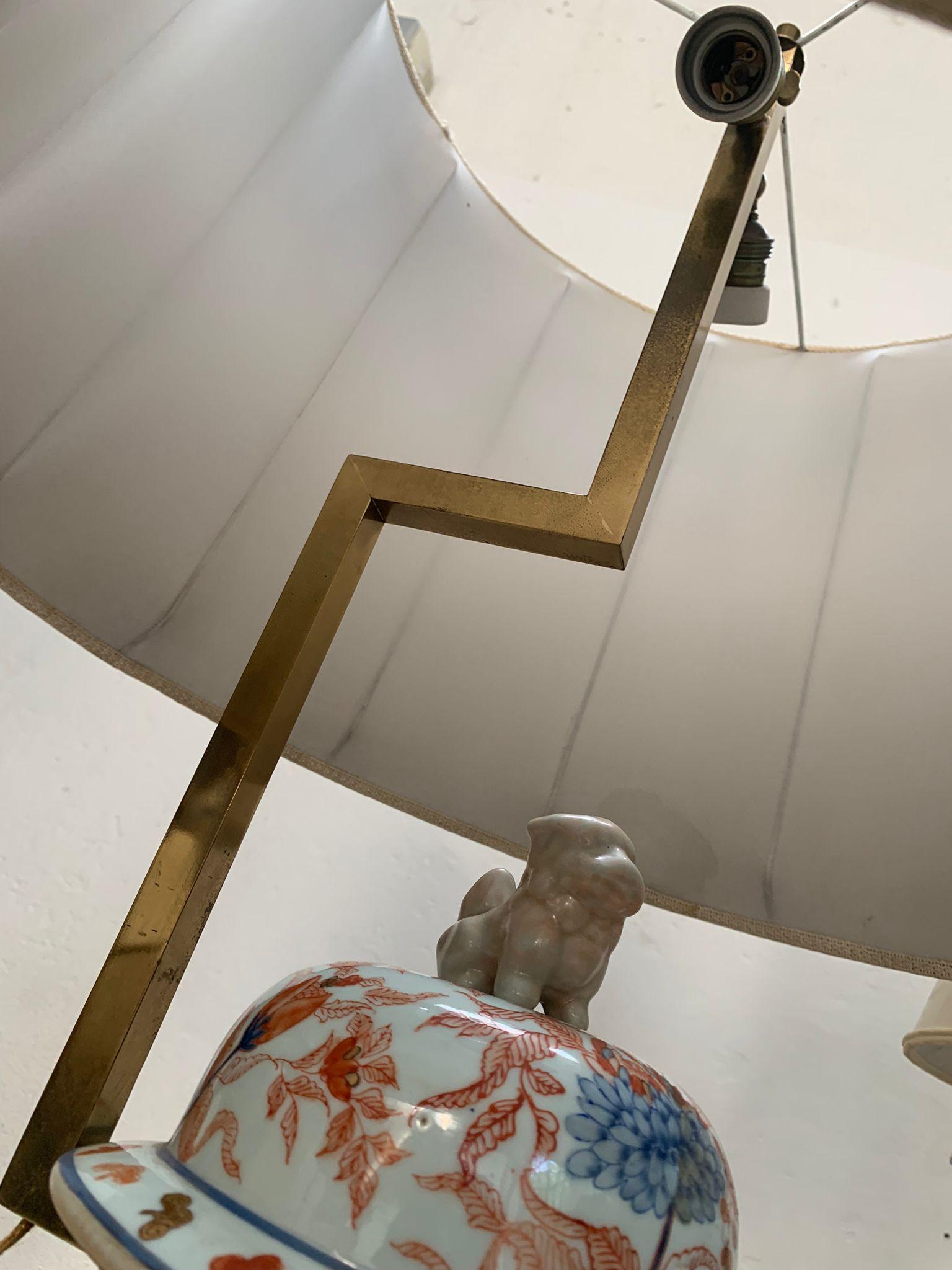 Pair of Chinese lamps with silk lampshades, 1960s For Sale 10