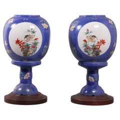 pair of Chinese lantern form porcelain vases, 19th c.
