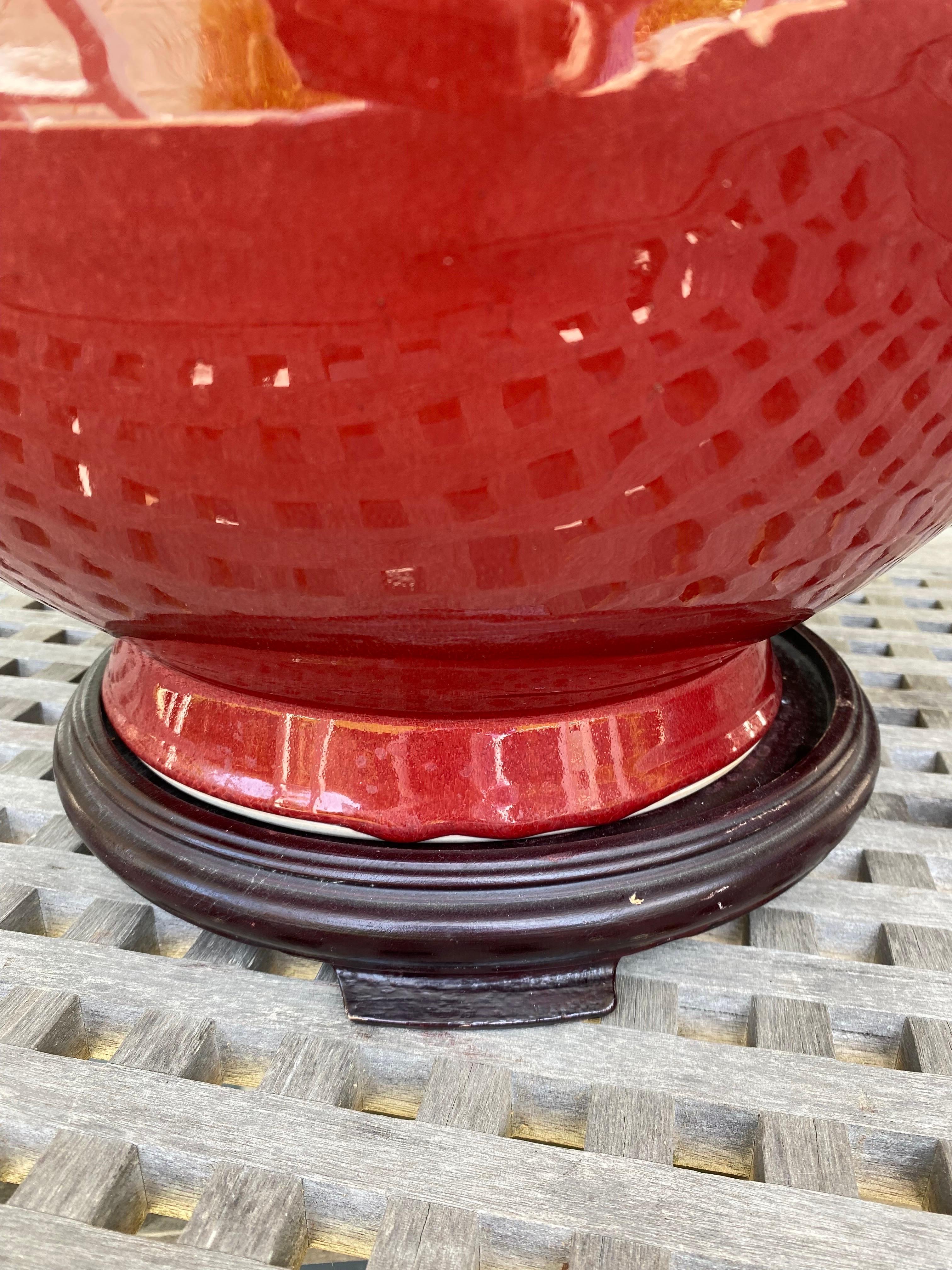 Pair of Chinese Large Sang-de-boeuf Glazed Red Vases, Early 20th Century 4