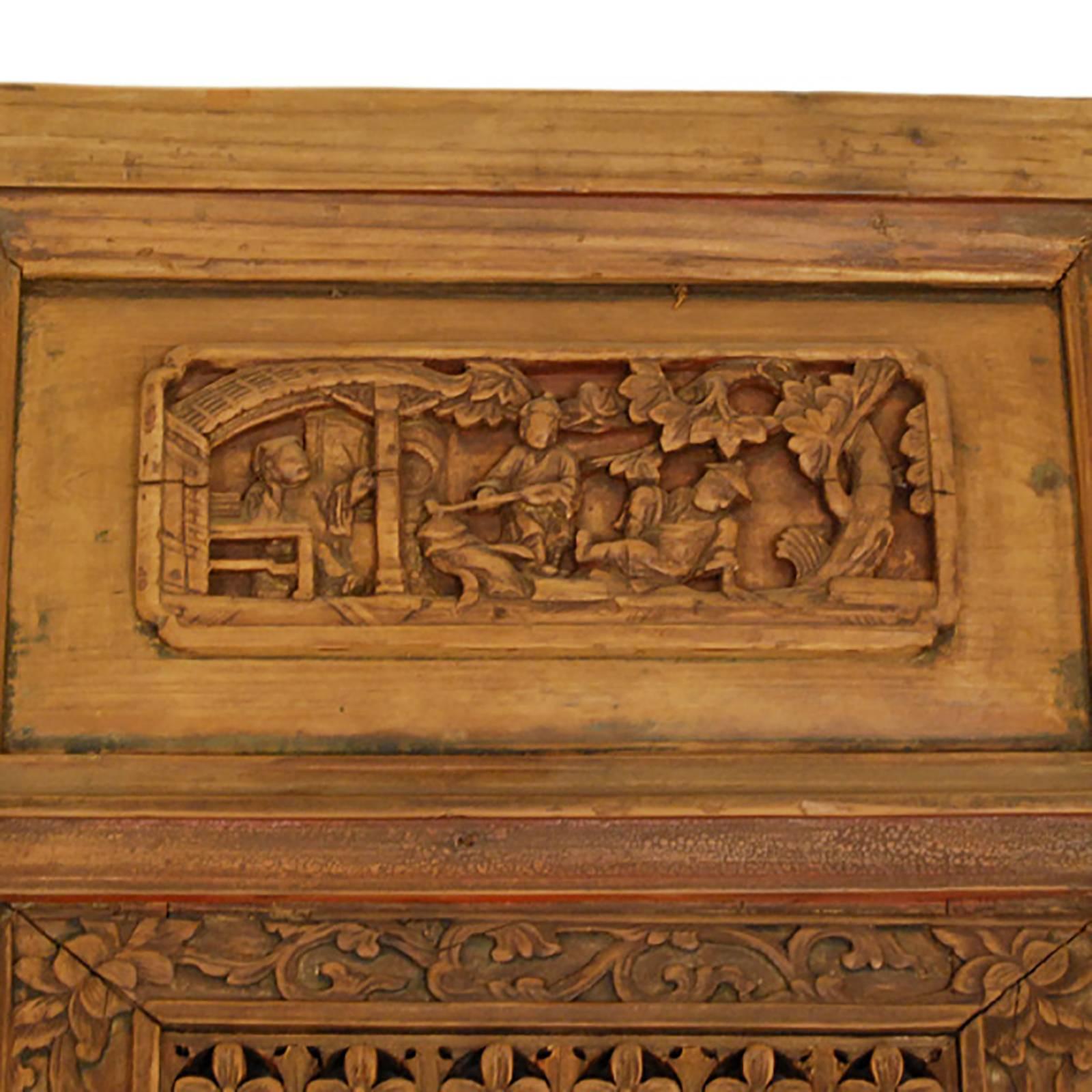 Qing Pair of Chinese Lattice Paneled Doors