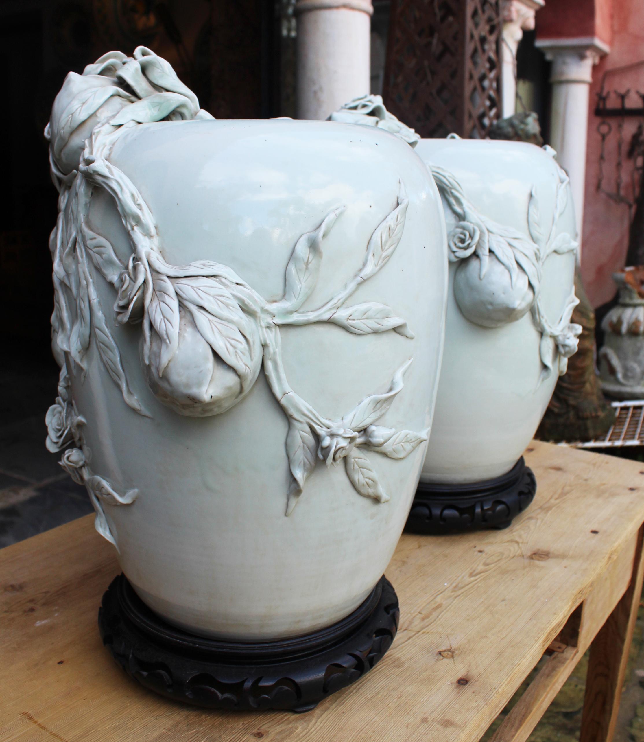 Pair of Chinese Light Green Tee Porcelain Vases 8