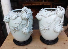 Pair of Chinese Light Green Tee Porcelain Vases