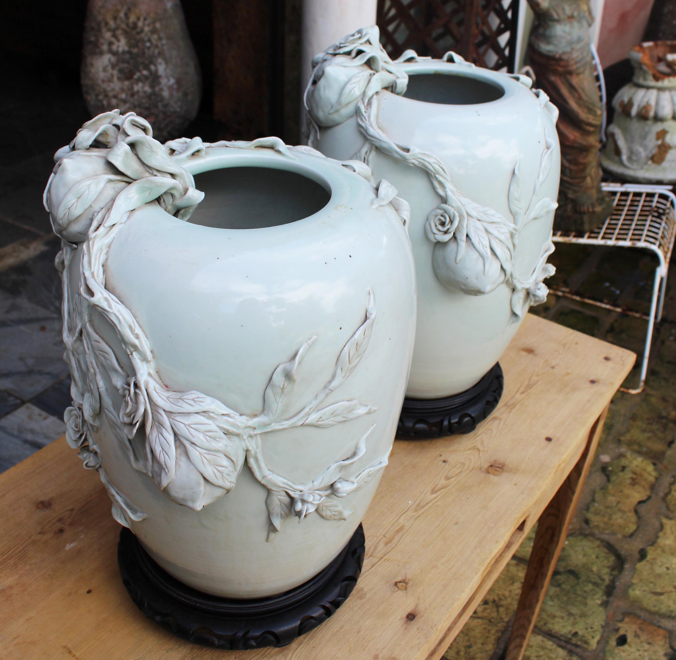 Pair of Chinese Light Green Tee Porcelain Vases 3