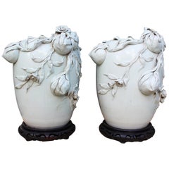 Vintage Pair of Chinese Light Green Tee Porcelain Vases