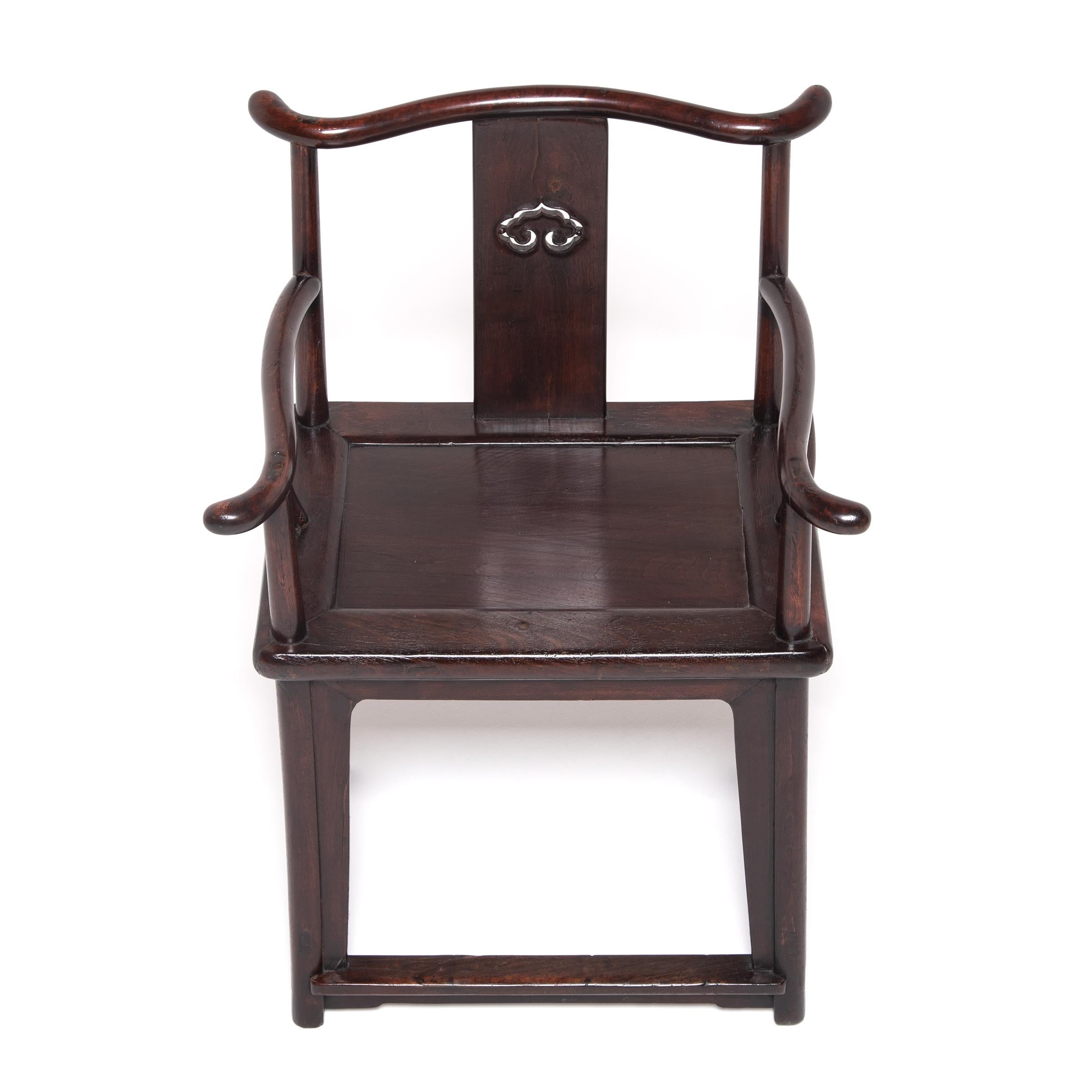 Pair of Chinese Low Back Official's Chairs, C. 1850 For Sale 6