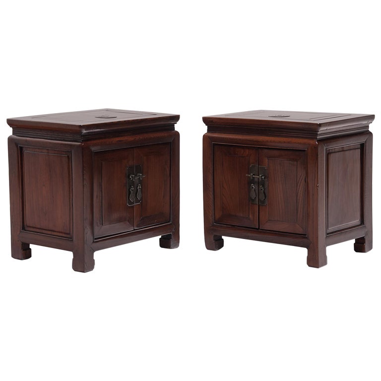 Pair of Chinese Low Banker's Chests, c. 1900 For Sale