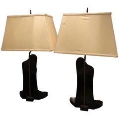 Pair of Chinese Maiden Table Lamps, Late-20th Century