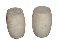 Pair Of Chinese Marble Garden Barrels
