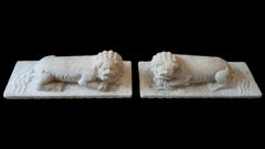 Pair of Chinese Marble Lions from the 19th Century