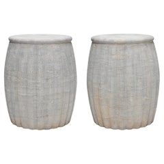 Used Pair of Chinese Melon Stone Drum Tables