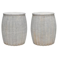 Pair of Chinese Melon Stone Drum Tables