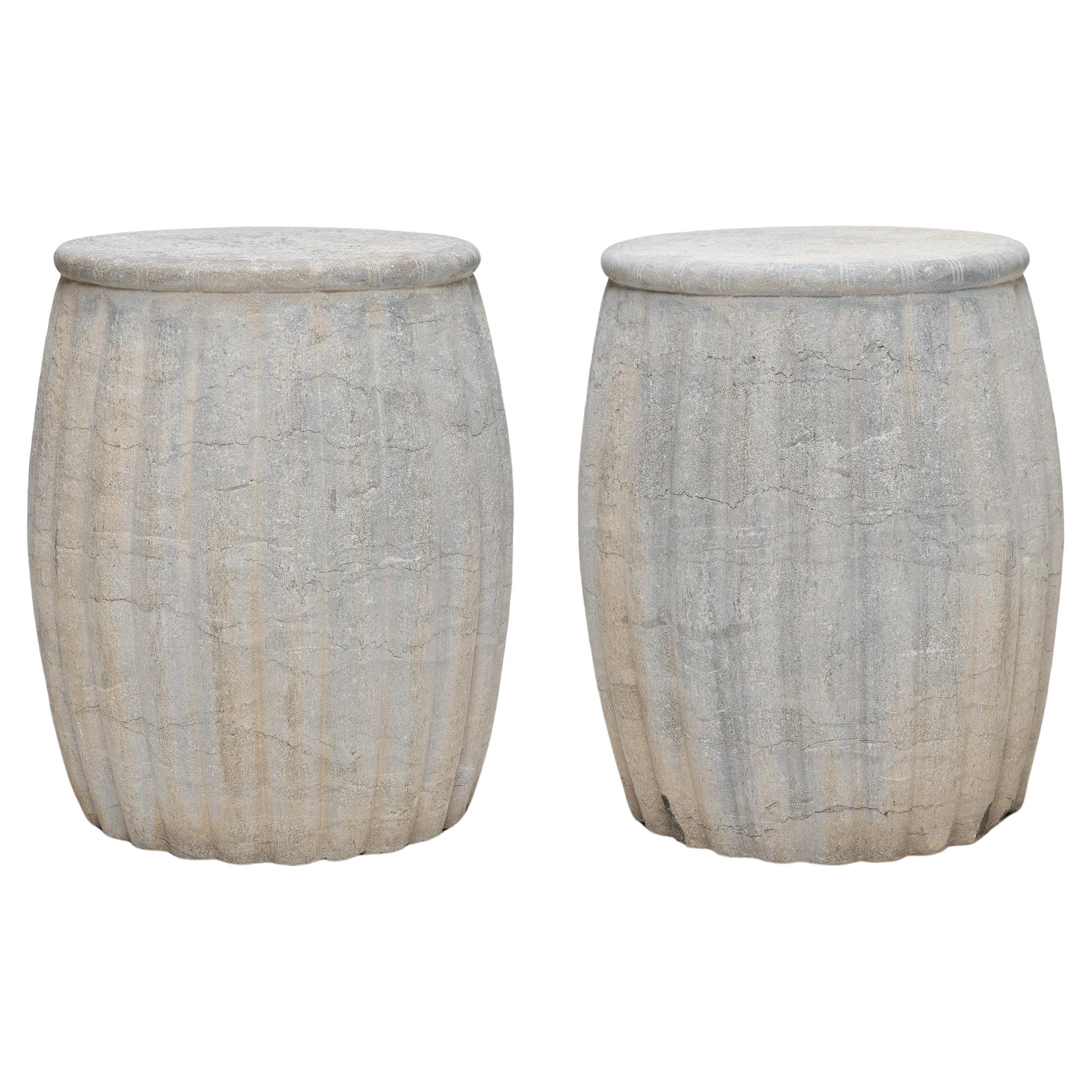 Pair of Chinese Melon Stone Drums