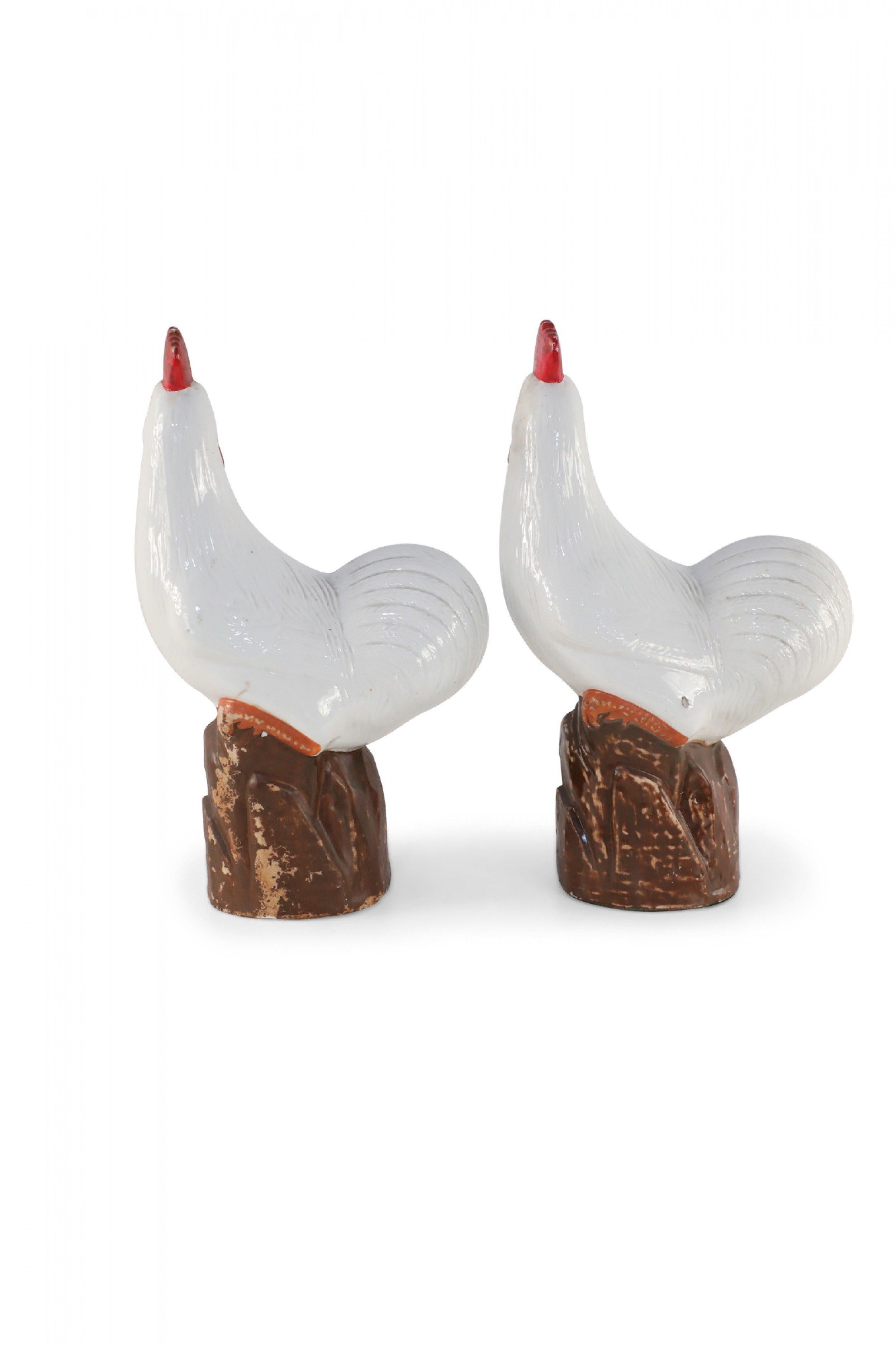 Pair of Chinese Mid-Century White Porcelain Chickens For Sale 3