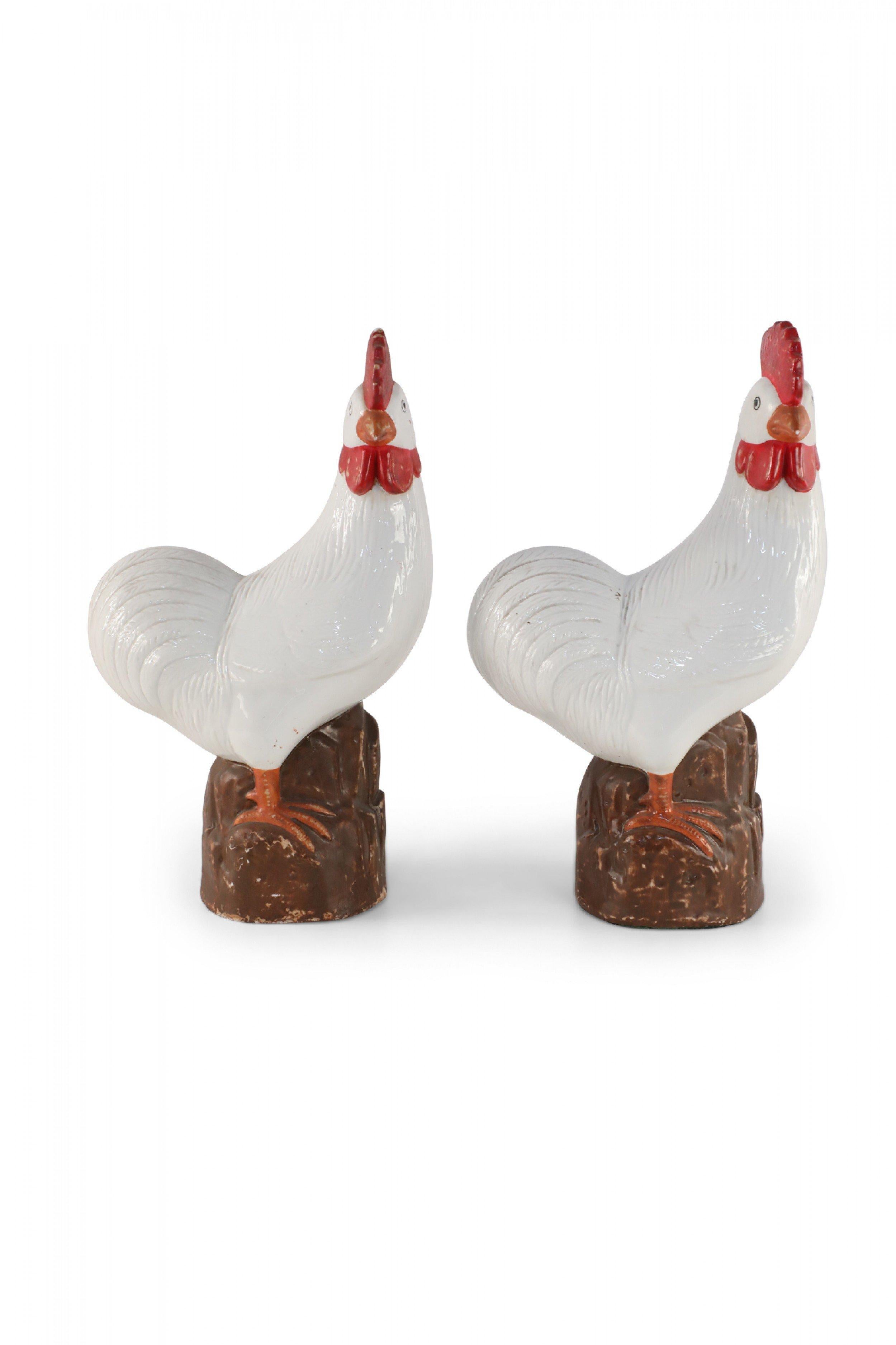 Pair of Chinese Mid-Century White Porcelain Chickens For Sale 2
