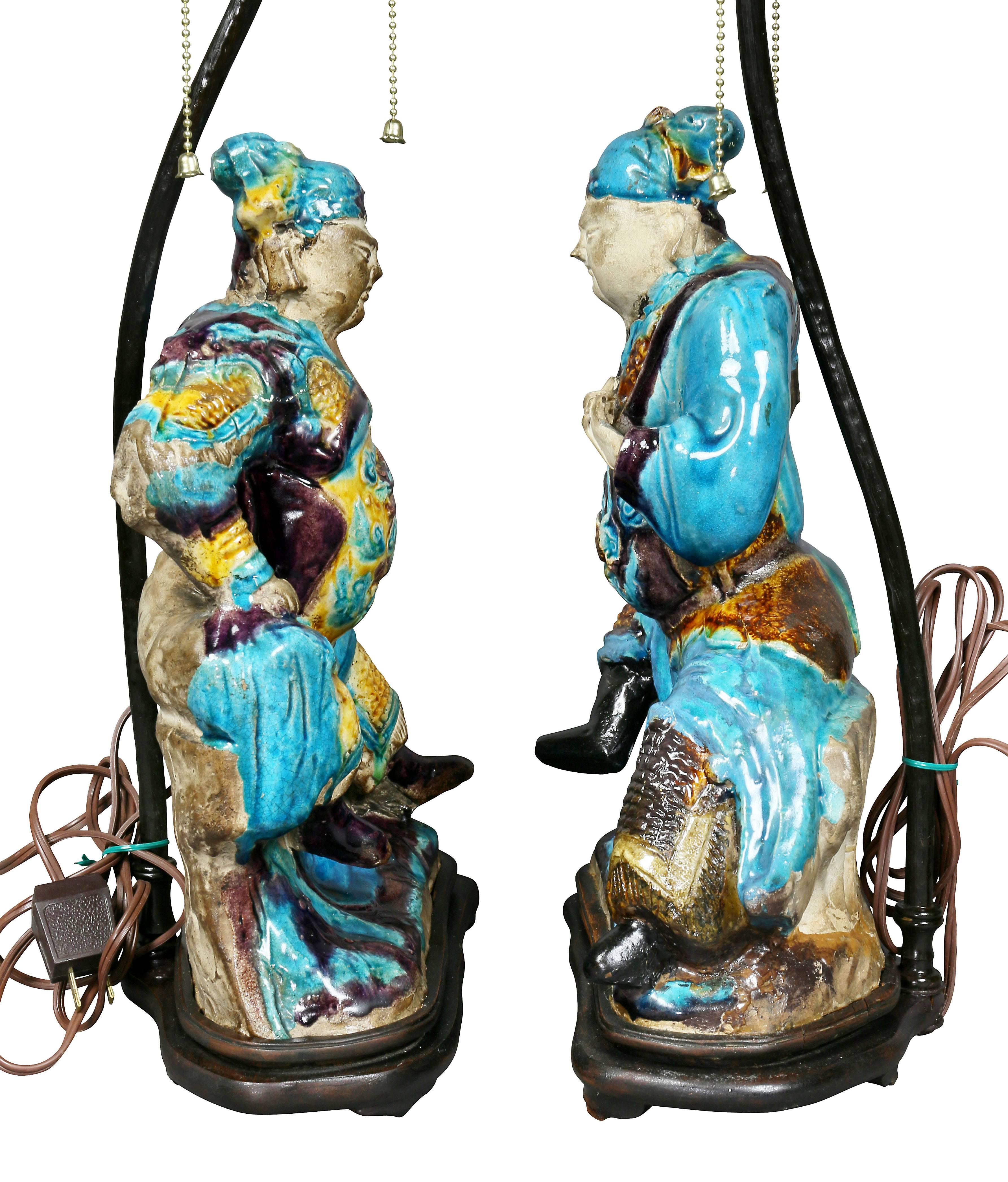 Pair of Chinese Ming Style Pottery Table Lamps 2