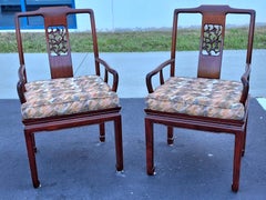 Coppia di poltrone cinesi in stile Ming in palissandro e sedile imbottito