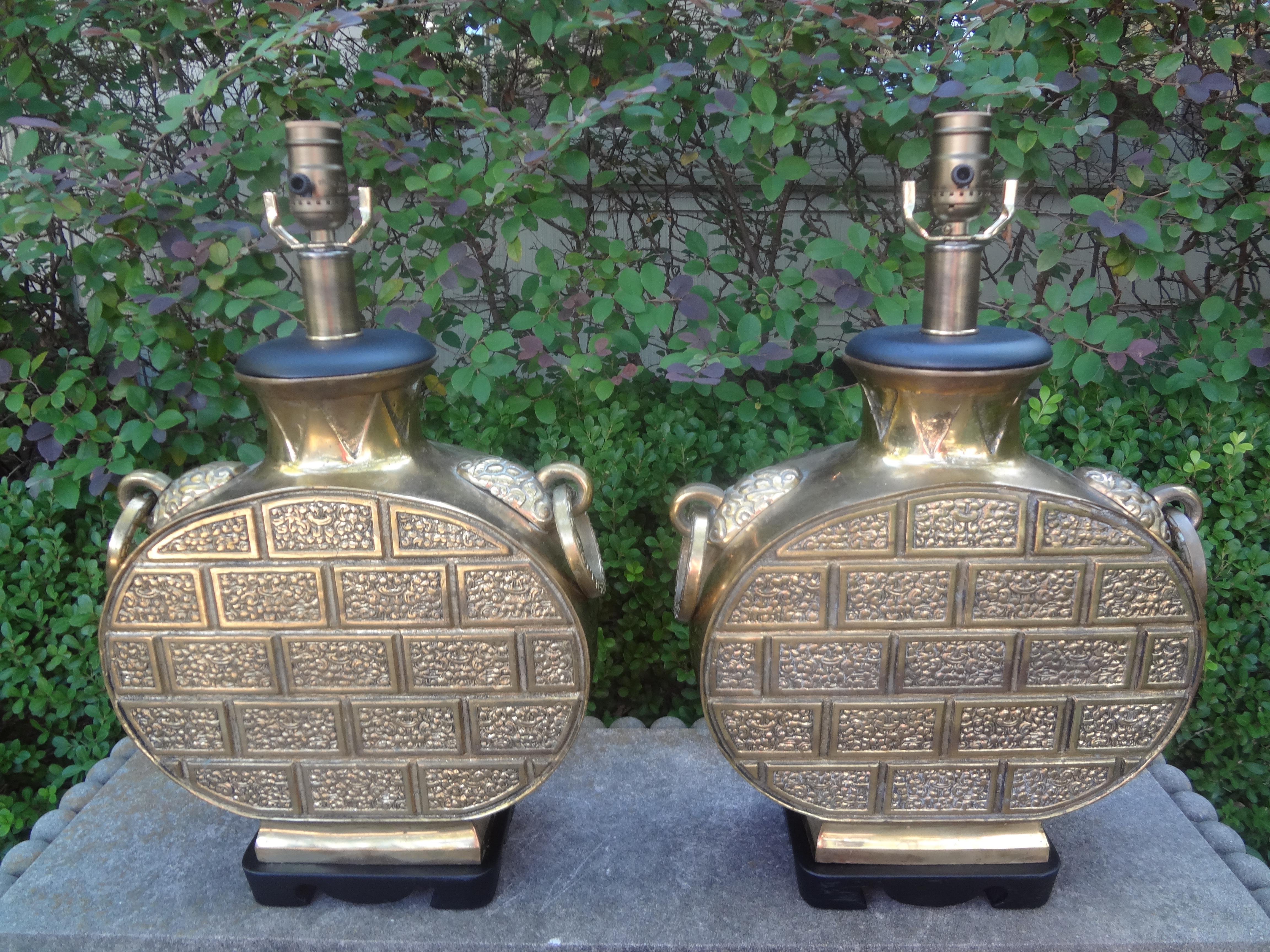 Chinese Export Pair of Chinese Modern Brass Lamps For Sale