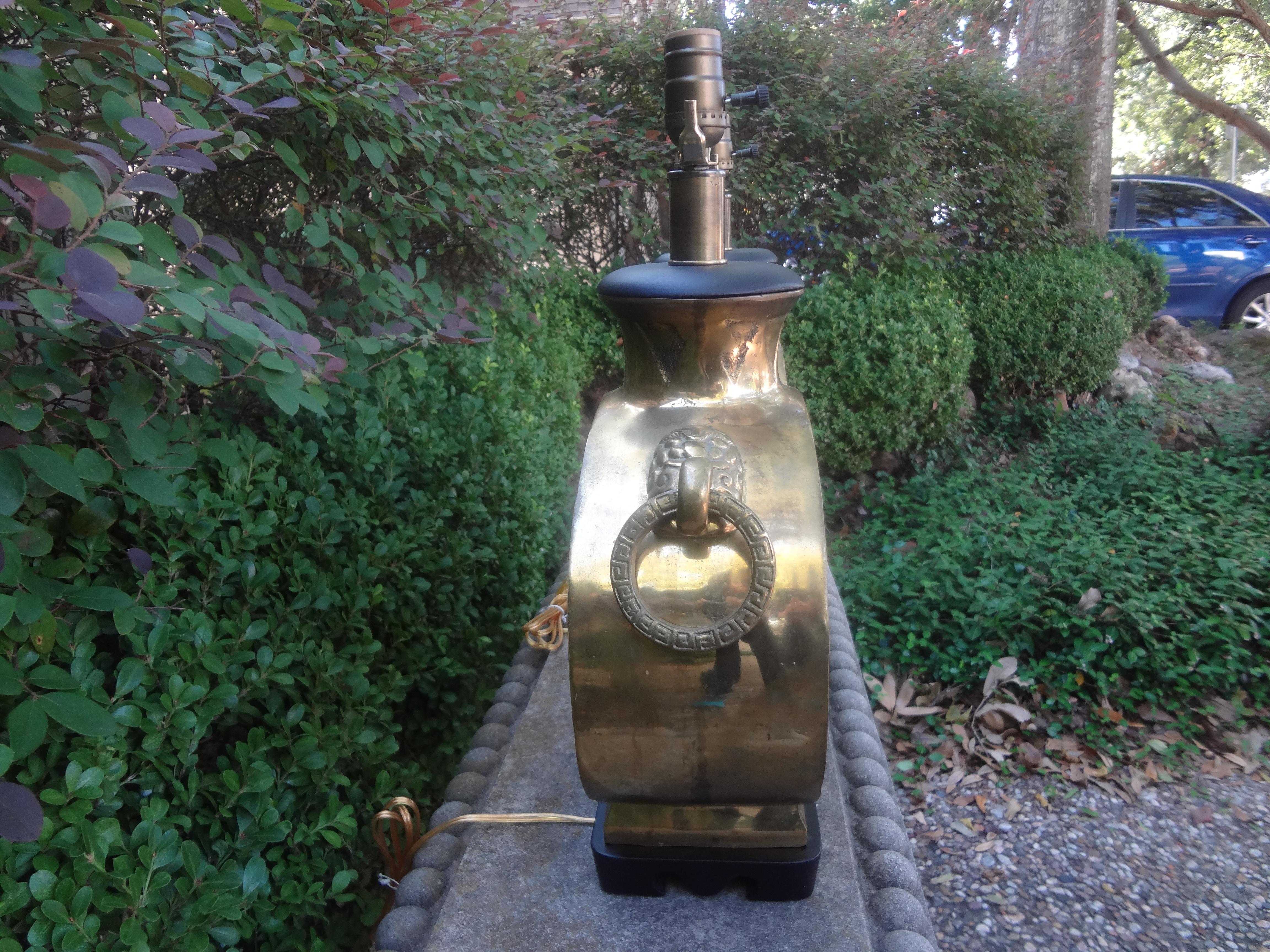 Pair of Chinese Modern Brass Lamps For Sale 3